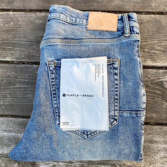 Purple Brand Designer Jeans Size 34 Style P001 Slim Fit Low Rise Slim Leg - Picture 1 of 9